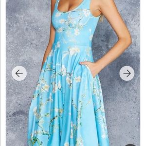 Lack milk almond blossom midi pocket dress